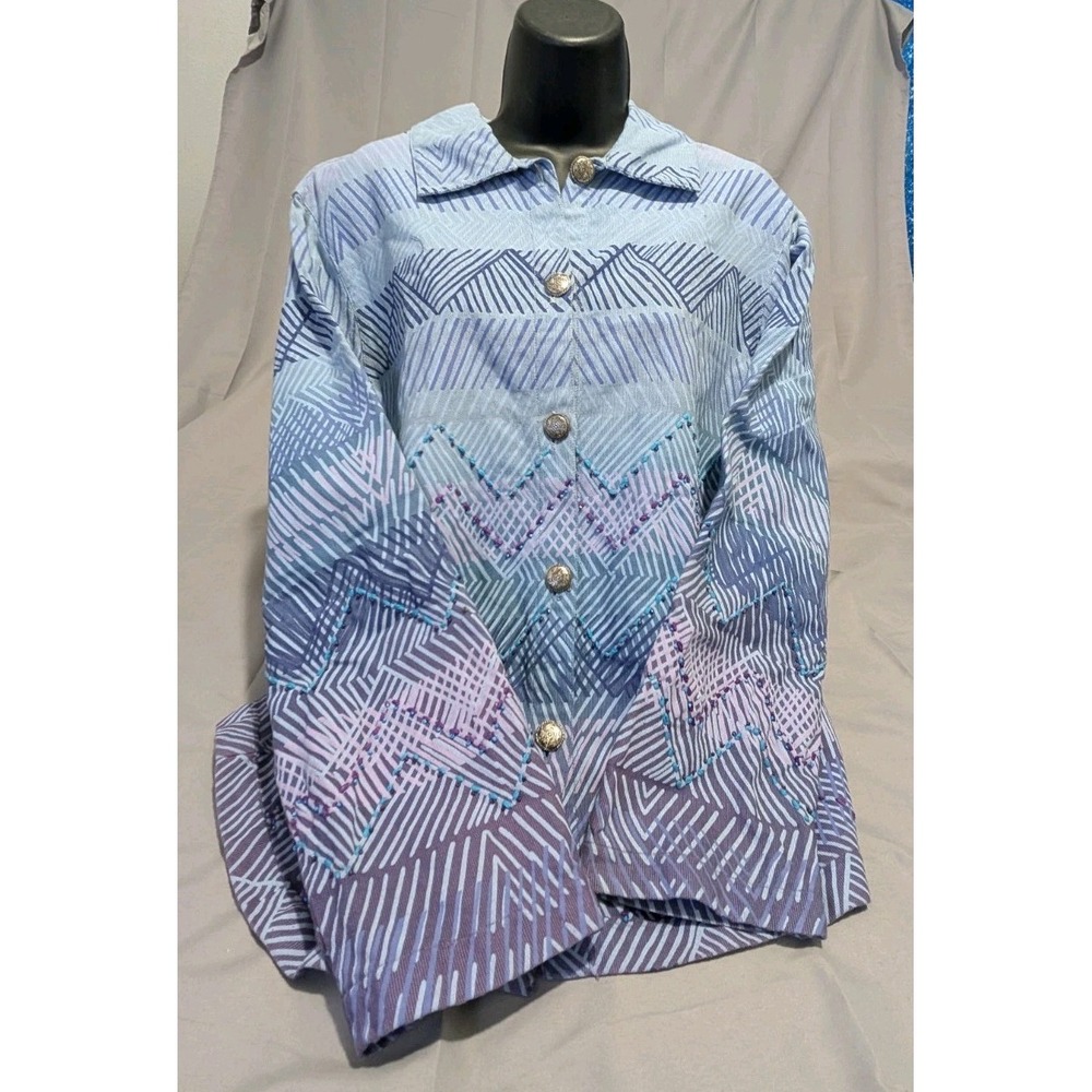 Vintage Mirasol 100% Cotton Southwestern Jacket L Concho Buttons Boho Western